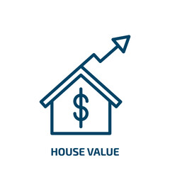 house value icon from user interface collection. Thin linear house value, house, business outline icon isolated on white background. Line vector house value sign, symbol for web and mobile