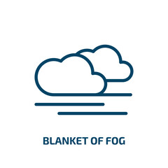 blanket of fog icon from weather collection. Thin linear blanket of fog, fall, blizzard outline icon isolated on white background. Line vector blanket of fog sign, symbol for web and mobile