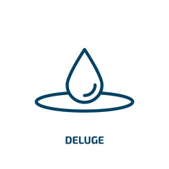 deluge icon from weather collection. Thin linear deluge, weather, rain outline icon isolated on white background. Line vector deluge sign, symbol for web and mobile