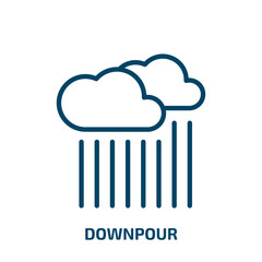 downpour icon from weather collection. Thin linear downpour, cloud, sky outline icon isolated on white background. Line vector downpour sign, symbol for web and mobile