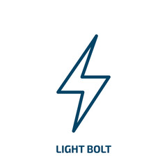 light bolt icon from weather collection. Thin linear light bolt, thunder, danger outline icon isolated on white background. Line vector light bolt sign, symbol for web and mobile