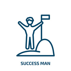 success man icon from business collection. Thin linear success man, business, people outline icon isolated on white background. Line vector success man sign, symbol for web and mobile