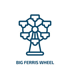 big ferris wheel icon from business collection. Thin linear big ferris wheel, wheel, carnival outline icon isolated on white background. Line vector big ferris wheel sign, symbol for web and mobile