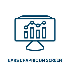 bars graphic on screen icon from business and analytics collection. Thin linear bars graphic on screen, screen, bar outline icon isolated on white background. Line vector bars graphic on screen sign,