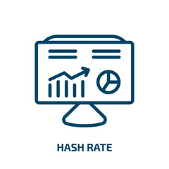 hash rate icon from business and finance collection. Thin linear hash rate, currency, business outline icon isolated on white background. Line vector hash rate sign, symbol for web and mobile - obrazy, fototapety, plakaty
