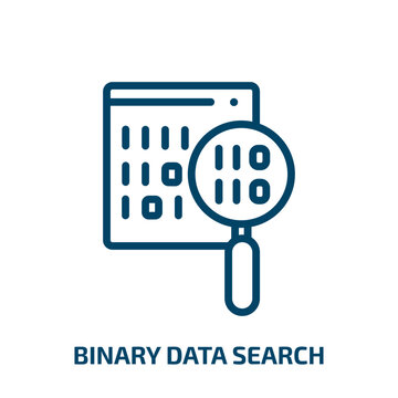binary data search icon from business and analytics collection. Thin linear binary data search, binary, digital outline icon isolated on white background. Line vector binary data search sign, symbol