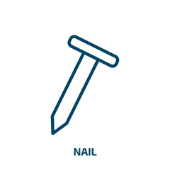 nail icon from construction tools collection. Thin linear nail, beauty, cosmetic outline icon isolated on white background. Line vector nail sign, symbol for web and mobile