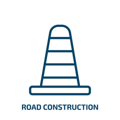 road construction icon from construction tools collection. Thin linear road construction, road, construction outline icon isolated on white background. Line vector road construction sign, symbol for