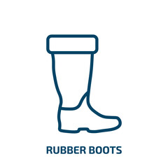 rubber boots icon from construction tools collection. Thin linear rubber boots, boots, rubber outline icon isolated on white background. Line vector rubber boots sign, symbol for web and mobile