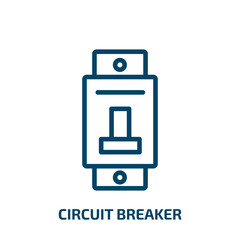 circuit breaker icon from construction tools collection. Thin linear circuit breaker, breaker, equipment outline icon isolated on white background. Line vector circuit breaker sign, symbol for web and