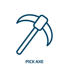 pick axe icon from construction tools collection. Thin linear pick axe, axe, pick outline icon isolated on white background. Line vector pick axe sign, symbol for web and mobile