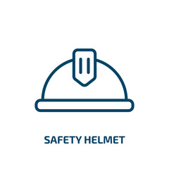 safety helmet icon from construction tools collection. Thin linear safety helmet, safety, helmet outline icon isolated on white background. Line vector safety helmet sign, symbol for web and mobile