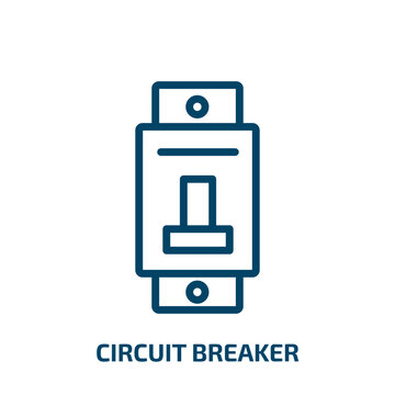 circuit breaker icon from construction tools collection. Thin linear circuit breaker, breaker, equipment outline icon isolated on white background. Line vector circuit breaker sign, symbol for web and