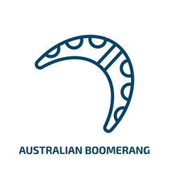 australian boomerang icon from culture collection. Thin linear australian boomerang, australia, australian outline icon isolated on white background. Line vector australian boomerang sign, symbol for