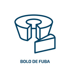 bolo de fuba icon from cultures collection. Thin linear bolo de fuba, cultures, delicious outline icon isolated on white background. Line vector bolo de fuba sign, symbol for web and mobile