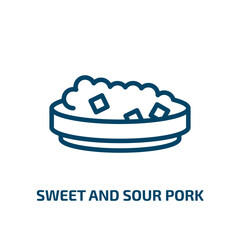 sweet and sour pork icon from culture collection. Thin linear sweet and sour pork, asia, asian outline icon isolated on white background. Line vector sweet and sour pork sign, symbol for web and