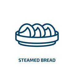 steamed bread icon from culture collection. Thin linear steamed bread, bread, food outline icon isolated on white background. Line vector steamed bread sign, symbol for web and mobile