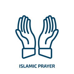 islamic prayer icon from cultures collection. Thin linear islamic prayer, mosque, islamic outline icon isolated on white background. Line vector islamic prayer sign, symbol for web and mobile