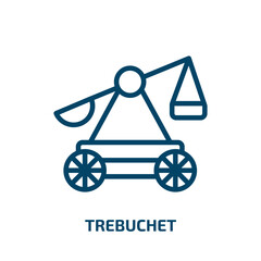 trebuchet icon from cultures collection. Thin linear trebuchet, castle, radio outline icon isolated on white background. Line vector trebuchet sign, symbol for web and mobile