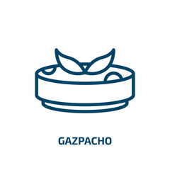 gazpacho icon from culture collection. Thin linear gazpacho, pepper, soup outline icon isolated on white background. Line vector gazpacho sign, symbol for web and mobile