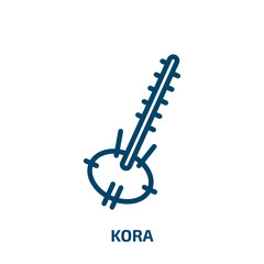 kora icon from culture collection. Thin linear kora, music, musical outline icon isolated on white background. Line vector kora sign, symbol for web and mobile - obrazy, fototapety, plakaty