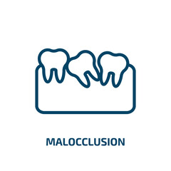 malocclusion icon from dentist collection. Thin linear malocclusion, health, dentistry outline icon isolated on white background. Line vector malocclusion sign, symbol for web and mobile