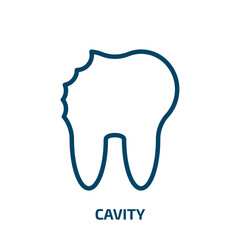 cavity icon from dentist collection. Thin linear cavity, medical, health outline icon isolated on white background. Line vector cavity sign, symbol for web and mobile
