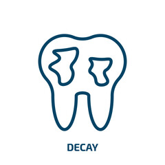 decay icon from dentist collection. Thin linear decay, tooth, dentistry outline icon isolated on white background. Line vector decay sign, symbol for web and mobile