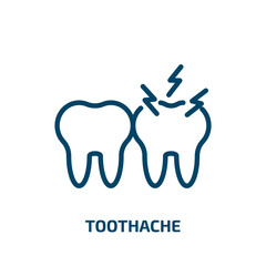 toothache icon from dentist collection. Thin linear toothache, medical, dentistry outline icon isolated on white background. Line vector toothache sign, symbol for web and mobile