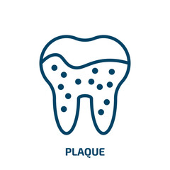 plaque icon from dentist collection. Thin linear plaque, medallion, insignia outline icon isolated on white background. Line vector plaque sign, symbol for web and mobile