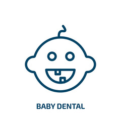baby dental icon from dentist collection. Thin linear baby dental, dental, cute outline icon isolated on white background. Line vector baby dental sign, symbol for web and mobile
