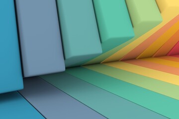 Colorful piling boxes abstract background 3D render illustration