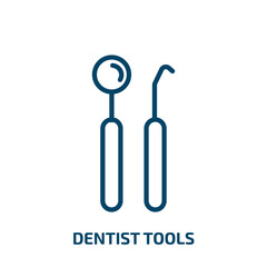 dentist tools icon from dentist collection. Thin linear dentist tools, dentistry, tooth outline icon isolated on white background. Line vector dentist tools sign, symbol for web and mobile