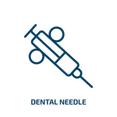 dental needle icon from dentist collection. Thin linear dental needle, medical, dental outline icon isolated on white background. Line vector dental needle sign, symbol for web and mobile