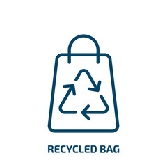 recycled bag icon from ecology collection. Thin linear recycled bag, bag, package outline icon isolated on white background. Line vector recycled bag sign, symbol for web and mobile