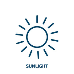 sunlight icon from ecology collection. Thin linear sunlight, sun, nature outline icon isolated on white background. Line vector sunlight sign, symbol for web and mobile
