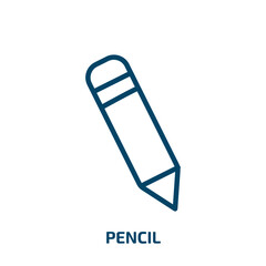 pencil icon from education collection. Thin linear pencil, pen, school outline icon isolated on white background. Line vector pencil sign, symbol for web and mobile