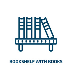 bookshelf with books icon from education collection. Thin linear bookshelf with books, education, learning outline icon isolated on white background. Line vector bookshelf with books sign, symbol for