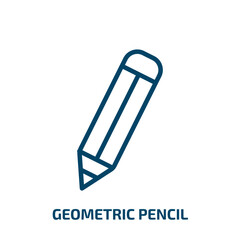 geometric pencil icon from education collection. Thin linear geometric pencil, geometric, pencil outline icon isolated on white background. Line vector geometric pencil sign, symbol for web and mobile