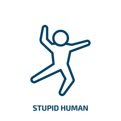 stupid human icon from feelings collection. Thin linear stupid human, human, stupid outline icon isolated on white background. Line vector stupid human sign, symbol for web and mobile