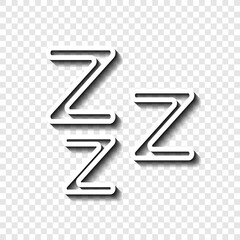 Sleep simple icon vector. Flat design. White with shadow on transparent grid.ai