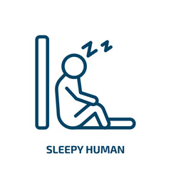 sleepy human icon from feelings collection. Thin linear sleepy human, sleep, sleepy outline icon isolated on white background. Line vector sleepy human sign, symbol for web and mobile