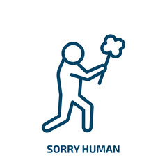 sorry human icon from feelings collection. Thin linear sorry human, sorry, human outline icon isolated on white background. Line vector sorry human sign, symbol for web and mobile