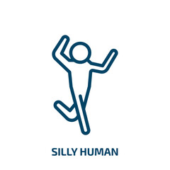 silly human icon from feelings collection. Thin linear silly human, character, funny outline icon isolated on white background. Line vector silly human sign, symbol for web and mobile