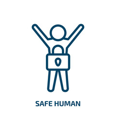 safe human icon from feelings collection. Thin linear safe human, safe, human outline icon isolated on white background. Line vector safe human sign, symbol for web and mobile