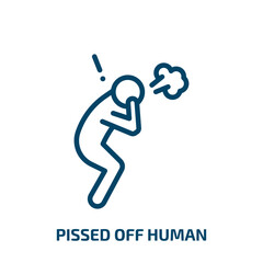 pissed off human icon from feelings collection. Thin linear pissed off human, character, angry outline icon isolated on white background. Line vector pissed off human sign, symbol for web and mobile