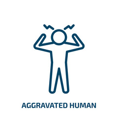 aggravated human icon from feelings collection. Thin linear aggravated human, angry, emotion outline icon isolated on white background. Line vector aggravated human sign, symbol for web and mobile