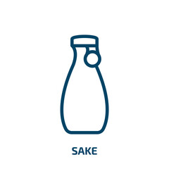sake icon from food collection. Thin linear sake, rice, restaurant outline icon isolated on white background. Line vector sake sign, symbol for web and mobile