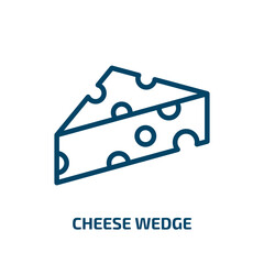 cheese wedge icon from food collection. Thin linear cheese wedge, snack, wedge outline icon isolated on white background. Line vector cheese wedge sign, symbol for web and mobile