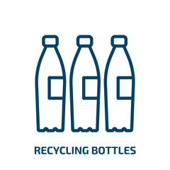 recycling bottles icon from food collection. Thin linear recycling bottles, plastic, bottle outline icon isolated on white background. Line vector recycling bottles sign, symbol for web and mobile